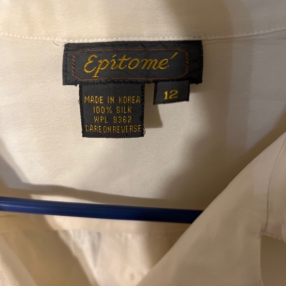 Vtg Epitomé 100% Silk Short Sleeve Blouse Cream Color Size 12 Woman’s W. Pocket - Picture 3 of 7